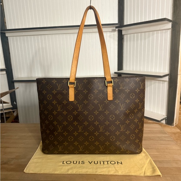 Louis Vuitton LV Vintage Brown Monogram Cabas Mezzo Tote Bag - Picture 1 of 15